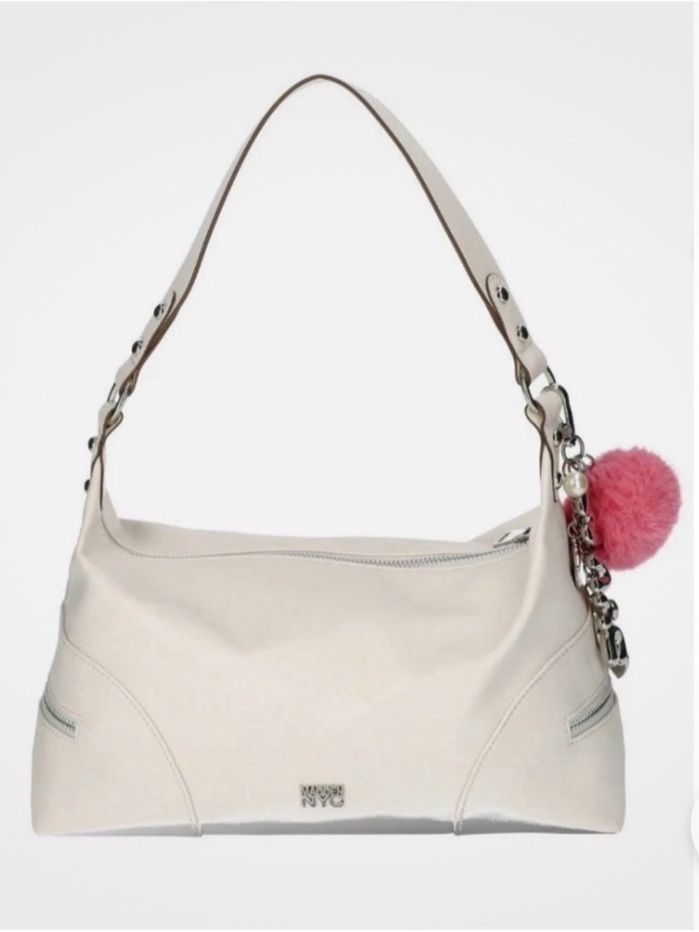 Madden NYC Cream Faux Leather Shoulder Bag Y2K Baguette Purse - Picture 2 of 14
